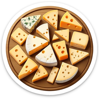 Cheese platter with different cheese varieties sticker