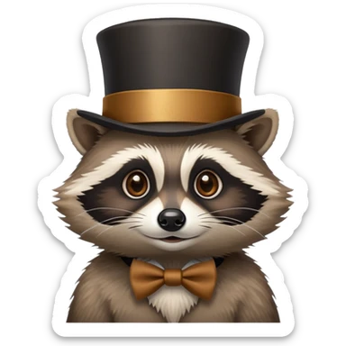 raccoon tipping top hat sticker