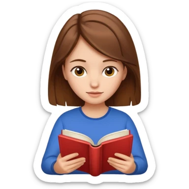 Brown haired girl reading a book sticker