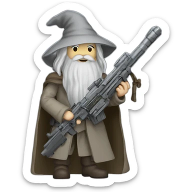 Gandalf with a machine gun sticker