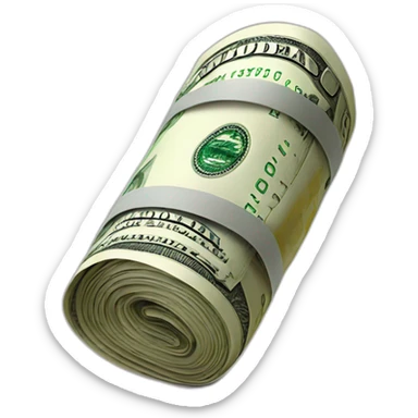 Rolled up dollar sticker