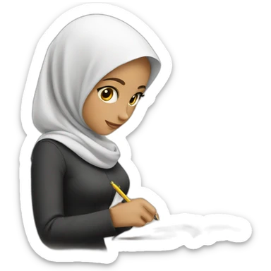 Hijab Girl writing on book sticker