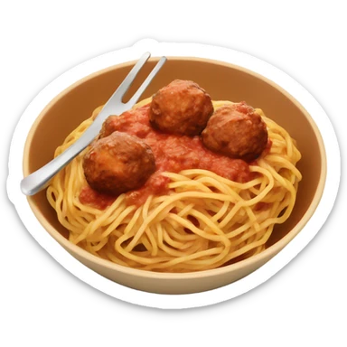 spaghetti with meatballs in a bowl sticker
