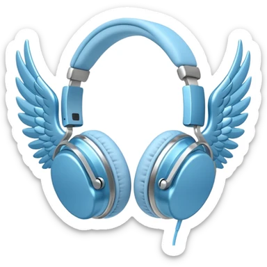 light blue headphones with wings sticker