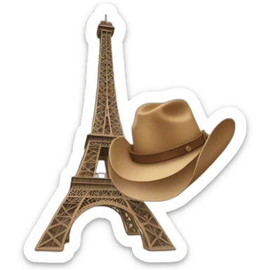 Eiffel Tower with a cowboy hat on it sticker
