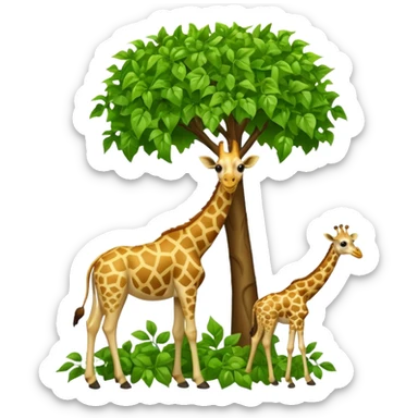 giraffe eating leaves from a tree sticker
