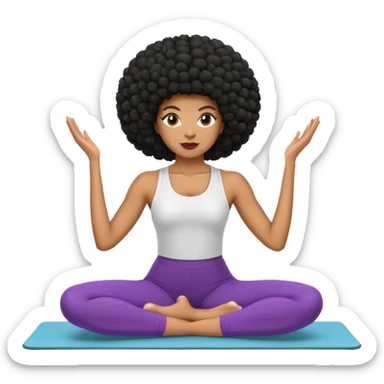 Mujer negra con afro haciendo pilates sticker