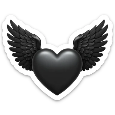 Black heart with black angel wings sticker