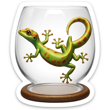 cinematic-gecko-realistic-full-body-climbing-emoji,-tiny-agile-frame-sticking-to-a-glass-surface-with-specialized-toes,-smooth-speckled-skin-in-rich-earthy-tones,-large-glistening-eyes-wide-and-watchful,-delicate-curved-tail-balancing sticker