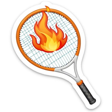 Tennis racquet with flames going through sticker