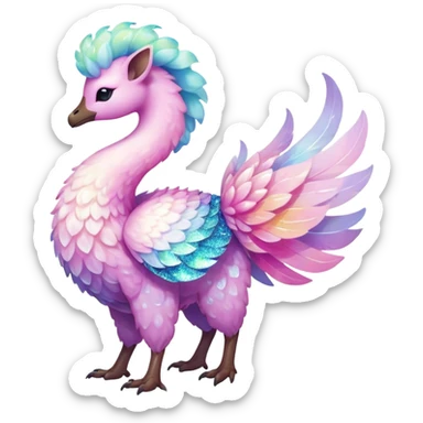 Shiny Exotic Colorful Ethereal Sparkly Flaaffy-Amaura-Aurorus-Fakémon-hybrid-creature (full body)  sticker