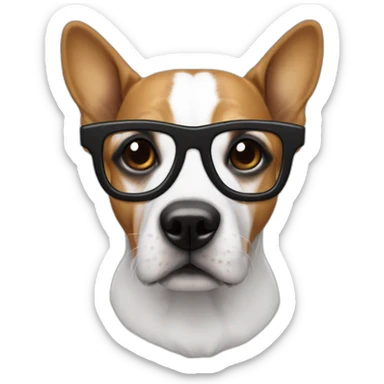 A dog wearing thug life glasses with bhide  sticker