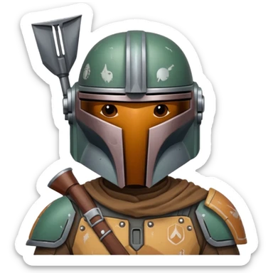 combine a stars wars mandalorian bounty hunter with my face? sticker