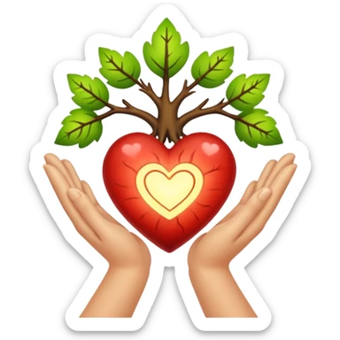 woodland spirit hands together glowing heart seed sticker