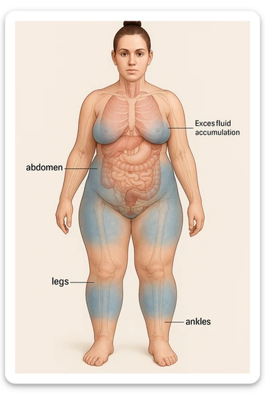 Donna vista anatomicamente con ritenzione idrica sticker