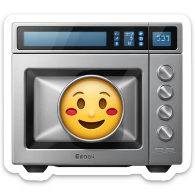 microwave emoji in style of apple sticker