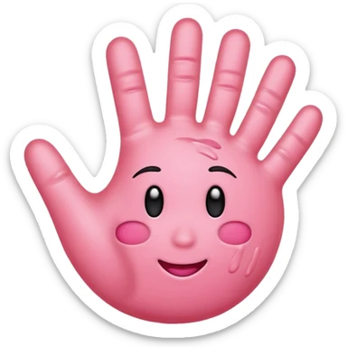 Peach emoji with handprint sticker
