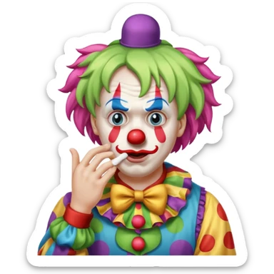 A clown holding his nose because he can smell poop sticker