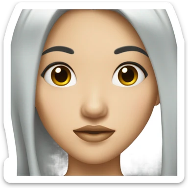 asian girl with long black hair and with piercings on brow and lips  sticker