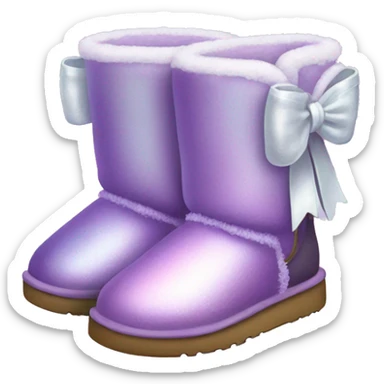 Realistic lilac iridescent Ugg boots with white  bow. sticker