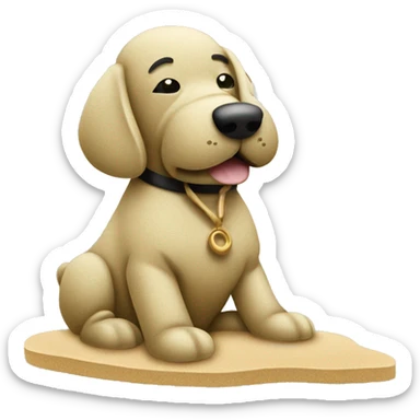 angr sand mosaic dog happy clud    happy moai   cloud sticker