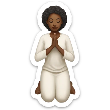 black woman kneeling in prayer sticker