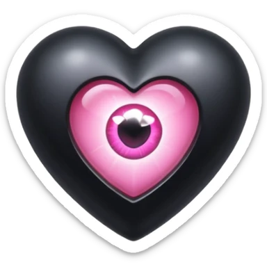 A black heart Gem with a pink eye in the center sticker