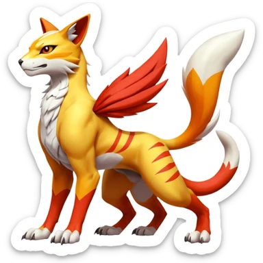 Latias-Koraidon-Renamon-Zeraora-Bastet-Fakémon-fusion-creature, full body sticker