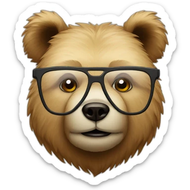 Bear face with square glasses sticker