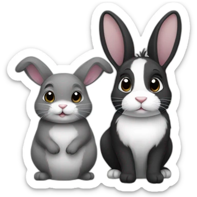 Black and white bunny and chincilla sticker