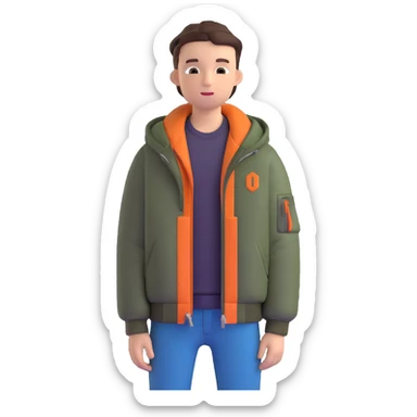 teenage boy wearing a jacket, hands in pockets sticker