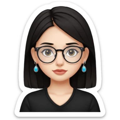 sarah babygirl dark hair and glasses with nose piercing and earrings and black top sticker