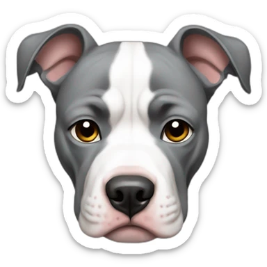 Sad and tearing grey and white Pitbull sticker