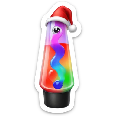 A lava lamp with eyes wearing a Santa hat  sticker