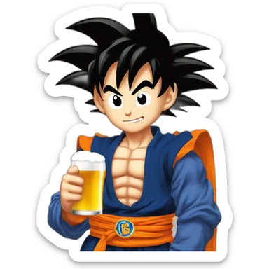 Goku bebiendo cerveza sticker