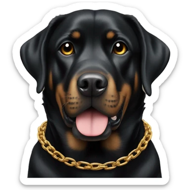 Black lab / Rottweiler mix wearing a gold chain and socks sticker