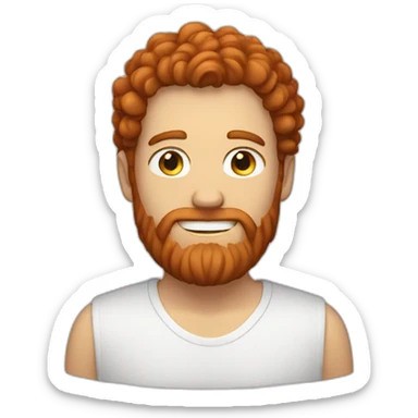 white man with beard and red curly mid-long hair sticker