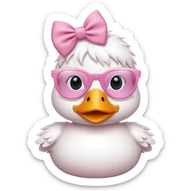 white duck with pink glasses and a pink bow sticker