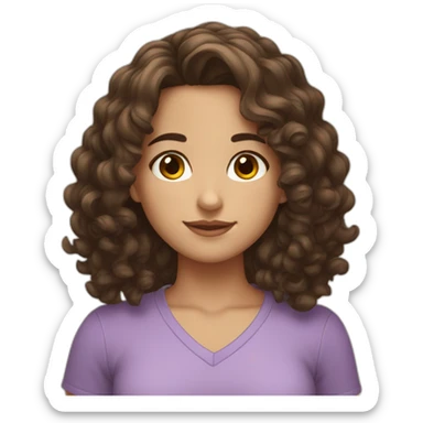 curly brunette girl with shoulder-length hair and brown eyes sticker