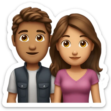 Amoureux fille brune et garçon brun  sticker