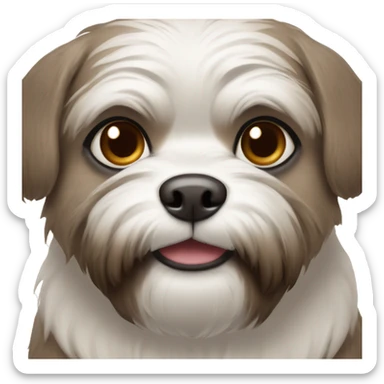 Shitzu with brown a round mouth and grey around eyes with dark brown eyes sticker
