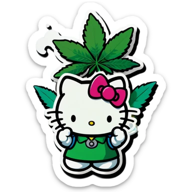 hello kitty smoking weed  sticker