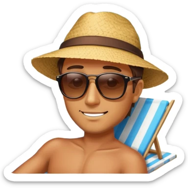 David tanning on the beach  sticker