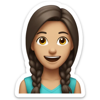 Brunette girl excited sticker