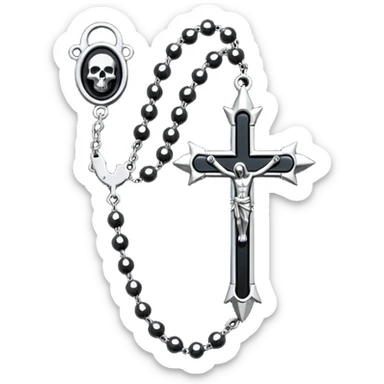 Gothic rosary with spikes instead of beads, dark iOS emoji style sticker