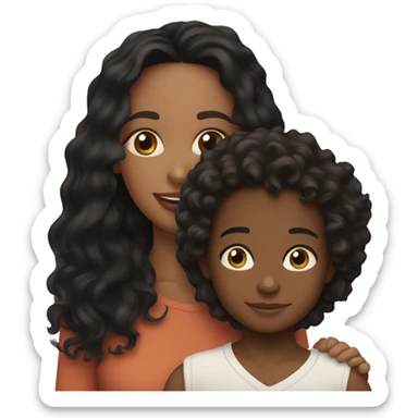 me with my 4-year-old son. I’m a Colombian woman with long wavy black hair and hazel eyes. My son, mixed French, Congolese, and Colombian, has slightly darker skin, curly hair on top, short sides, and black eyes.” sticker