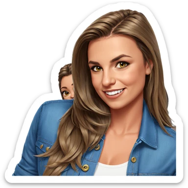 smiling girls in denim jackets sticker