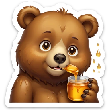 Cute bear eating honey sticker