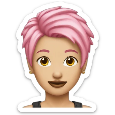woman pink short hair style punk sticker