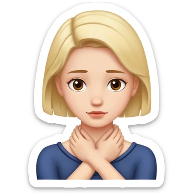 girl with both of her hands on her neck that are crossed over each other sticker